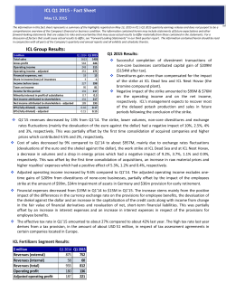 ICL Q1 2015 - Fact Sheet ICL Group Results: