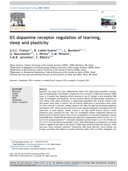 D2 dopamine receptor regulation of learning, sleep and plasticity