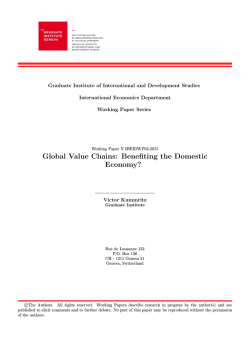 Global Value Chains: Benefiting the Domestic Economy?