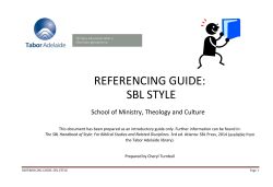 REFERENCING GUIDE: SBL STYLE