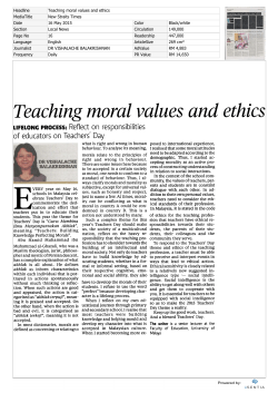 Teaching moral values and ethics