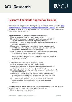 Research Candidate Supervisor Training
