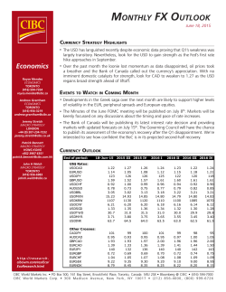 CIBC`s Monthly FX Outlook