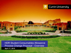 HDR Student Consumables Allowance Process Change Proposal
