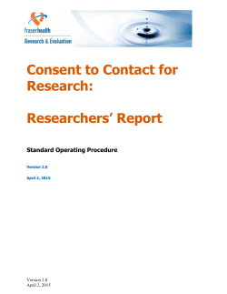 SOP for Utilization of the Consent to Contact Researcher`s Report