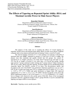 The Effects of Tapering on Repeated Sprint Ability (RSA) and