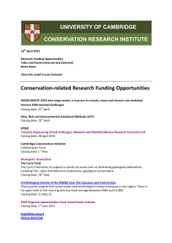 10th April 2015 - University of Cambridge Conservation Research