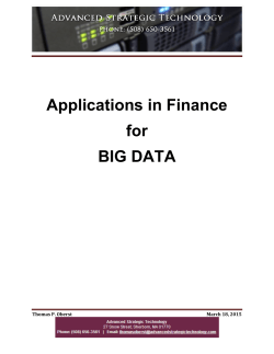 Applications in Finance for Big Data