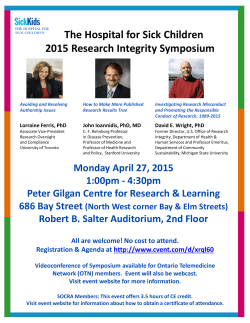 The Hospital for Sick Children 2015 Research Integrity Symposium