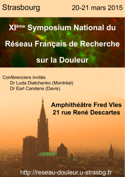 Strasbourg XIÃ¨me Symposium National du RÃ©seau FranÃ§ais de