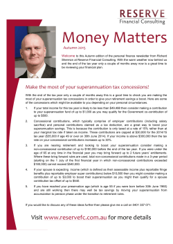 Money Matters Newsletter â Autumn 2015