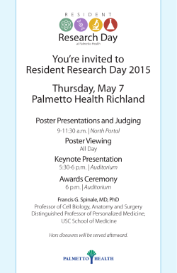 You`re invited to Resident Research Day 2015 Thursday, May 7