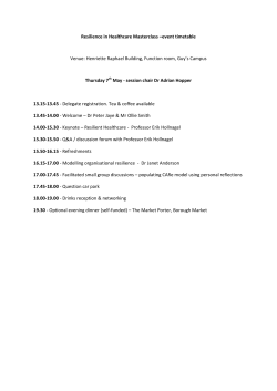 View event timetable - Centre for Applied Resilience in Healthcare