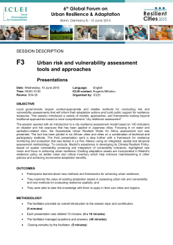 Urban risk and vulnerability assessment tools and approaches