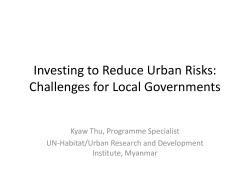 Investing to Reduce Urban Risks: Challenges for Local Governments