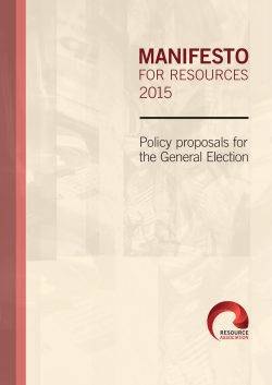 RA 2015 Manifesto - Resource Association