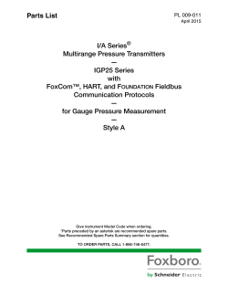 [PL 009-011] I/A Series Multirange Pressure Transmitters