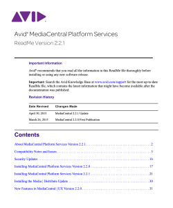Avid MediaCentral Platform Services ReadMe V2