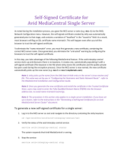 Self-Signed Certificate for Avid MediaCentral Single Server