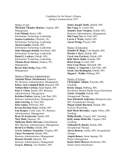 Candidates for the Master`s Degree Spring Commencement 2015