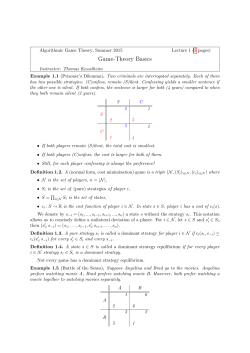 Lecture 1, Game-Theory Basics, April 27, 2015
