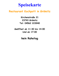 Speisekarte - Restaurant Kochpott