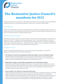 RJC Manifesto 2015 - Restorative Justice Council