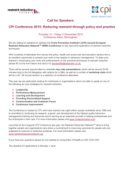 Call for Speakers CPI Conference 2015: Reducing restraint through