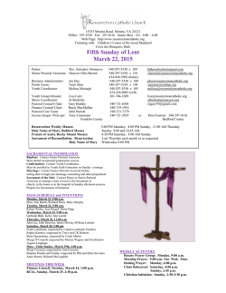 Fifth Sunday of Lent March 22, 2015