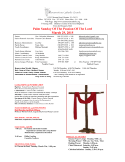 Palm Sunday Of The Passion Of The Lord March 29, 2015