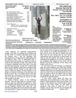 RESURRECTION PARISH March 22, 2015 5th Sunday in Lent