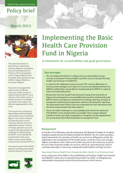 Implementing the Basic Health Care Provision Fund in