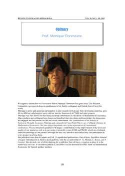 Obituary Prof. Monique Florenzano - revista investigaciÃ³n operacional