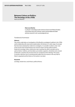 Between Culture and Politics: 1930s Brazilian Sociology
