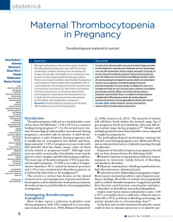 Maternal Thrombocytopenia in Pregnancy