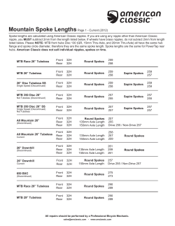 Mountain Spoke LengthsPage 1 - Current (2012