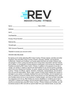 Name: Date of Birth - Rev Indoor Cycle and Fitness
