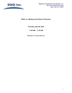 RGGI, Inc. Meeting of the Board of Directors Thursday, April 09