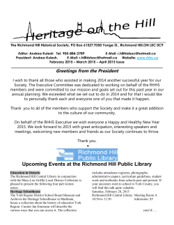 RHHS HOTH FebMarApr2015 - Richmond Hill Historical Society