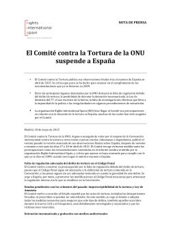 El ComitÃ© contra la Tortura de la ONU suspende a EspaÃ±a