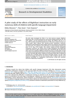 A pilot study of the effects of RightStart instruction on early numeracy