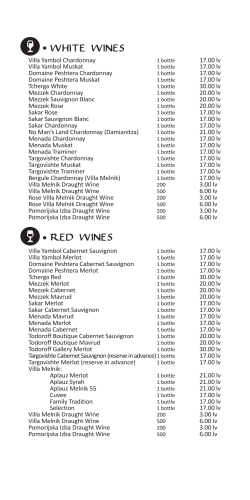 Villa Yambol Cabernet Sauvignon 17.00 lv Villa Yambol Merlot