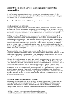 Solidarity Economy in Europe: an emerging movement with a