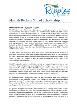 2015 Maniah Betham Annual Scholarship Criteria Document