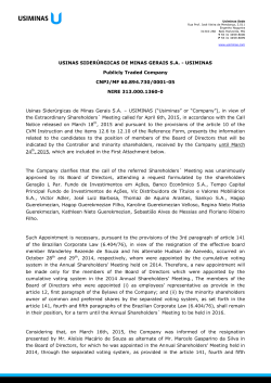 USINAS SIDER&Atilde;RGICAS DE MINAS GERAIS S.A.
