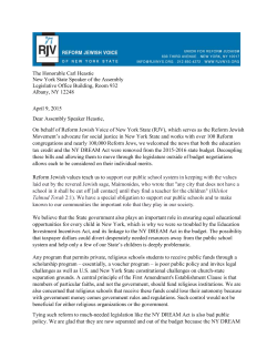 RJV letter to Speaker Heastie - Reform Jewish Voice of New York