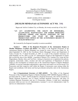 MMA Act No. 310 - Regional Legislative Assembly
