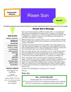 Risen Son May 2015 - Resurrection Lutheran Church
