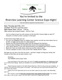 You`re Invited to the Riverview Learning Center Science Expo Night!