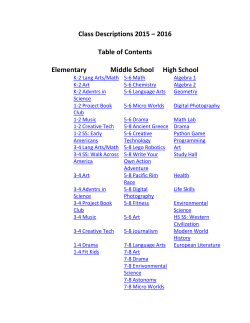 Class Descriptions 2015 â 2016 Table of Contents Elementary